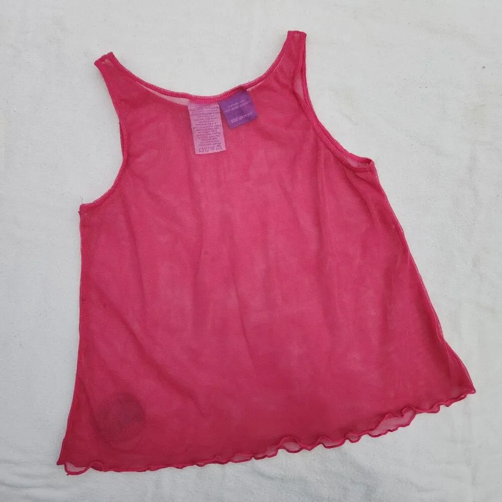 Vintage 2006 Dora the Explorer Mesh Swim Cover Up Tank Top Pink Girl Size 3T Y2K